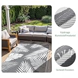 GENIMO Mata Tarasowa, Wodoodporna, Dwustronna, Plastikowa, Dwustronna Mata Do Grillowania Na Zewn?trz Do Ogrodu, Na Piknik, Na Balkon,Li?? Szary Bia?y,120 x 180 cm