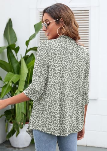 Heymoments Cardigan for Women Spots 3X-Large Draped Open-Front 3/4 Sleeve Lightweight Casual Soft Drape Summer Fall Kimonos Cardigans — view 5