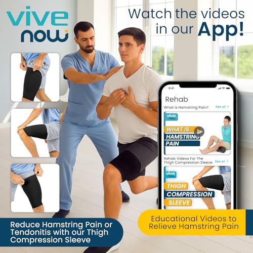 Vive Thigh Compression Sleeve (2 Pack) Hamstring Brace For Upper Thigh - Breathable Leg Support Wrap For Men & Women - Non Slip Elastic Sleeve For Pain Relief, Groin, Sciatica & Quadriceps Tendonitis