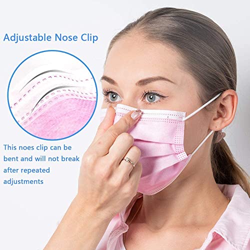 Image of MEELANA Non Woven Fabric 3 Ply Disposable Surgical Mask for Men Women with adjustable nose pin Reusable (Pack of 100) Breathable Masks