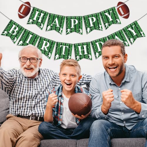 Image of Hooqict Football Happy Birthday Banner Birthday Party Decorations Football Party Banner Garland for Sport Theme Game Day Decorations Tailgate Party Supplies