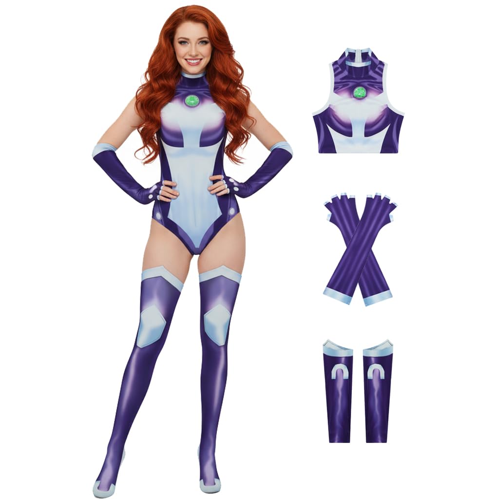 AYYOHON Starfire Costume Princess Koriand'r Cosplay Outfits Women Purple Crop Top Skirt Set for Halloween Party Uniform M โ image 1