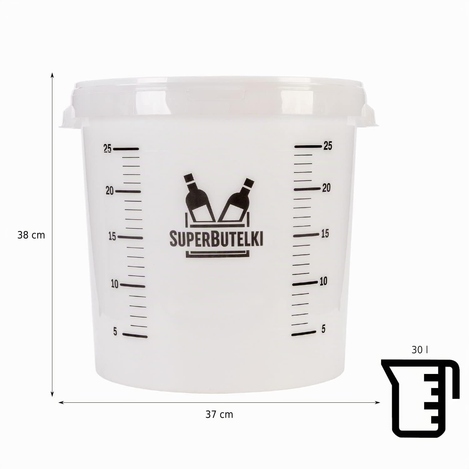 Cubo de fermentación de 30 L con escala, tubo de fermentación y grifo de drenaje. Cubo ligero con tapa para fermentación de vino, cerveza y fermentación en casa. Perfecto para