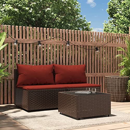 ShGaxin Set Muebles de jardín 3 Piezas y Cojines ratán sintético marrón, Conjunto Jardin Exterior, Muebles Jardin Exterior, Conjunto Terraza, Terraza Exterior Chill out, Garden Furniture 319819