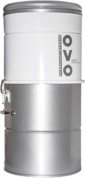 OVO Large and Powerful Central Vacuum System, 630 Airwatts Hybrid Filtration with or Without Disposable Bags, Covers up to 7500 sq.ft, 6,6 Gal / 25L Bottom Load Rolled Steel Canister