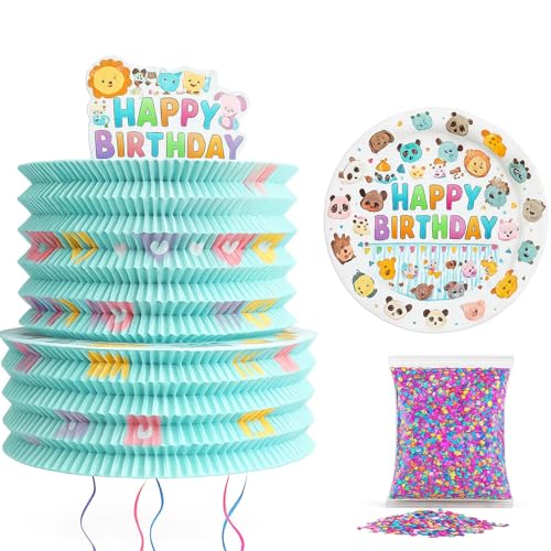 Piñata Cumpleaños Grande con Confeti. Fácil de Llenar con Chuches, Mini Galletas y Mini Chocolatinas. Piñata Ideal para Fiestas Infantiles, Cumpleaños, Comuniones, Bautizos o Bodas. (Fantasia)