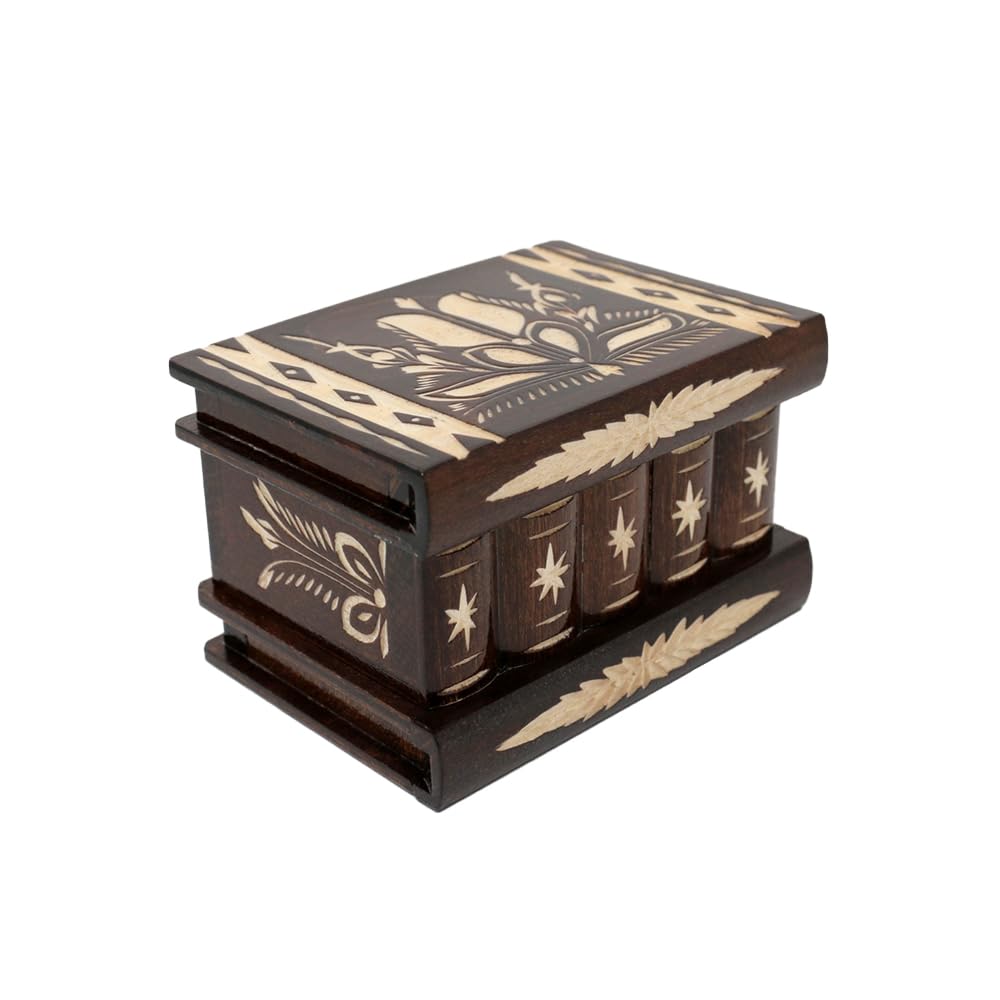 Crux Puzzles Brown Transylvanyart Secret Box - Medium - Secret Lock Box - Hidden Compartment - Sequential Discovery Box (Brown)