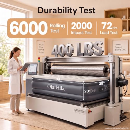 Image of OlarHike 20 inch H Twin Air Mattress with Built in Pump,Inflatable Bed, 400lb