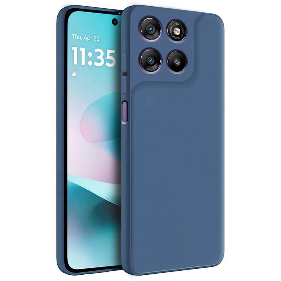 Image of Fashionury Liquid Silicon Back Cover for Moto G67 Power 5G / G57 Power 5G | Camera Protection | Inner Velvet Fabric | Anti-Fingerprint | Ultra Slim Case (Blue)