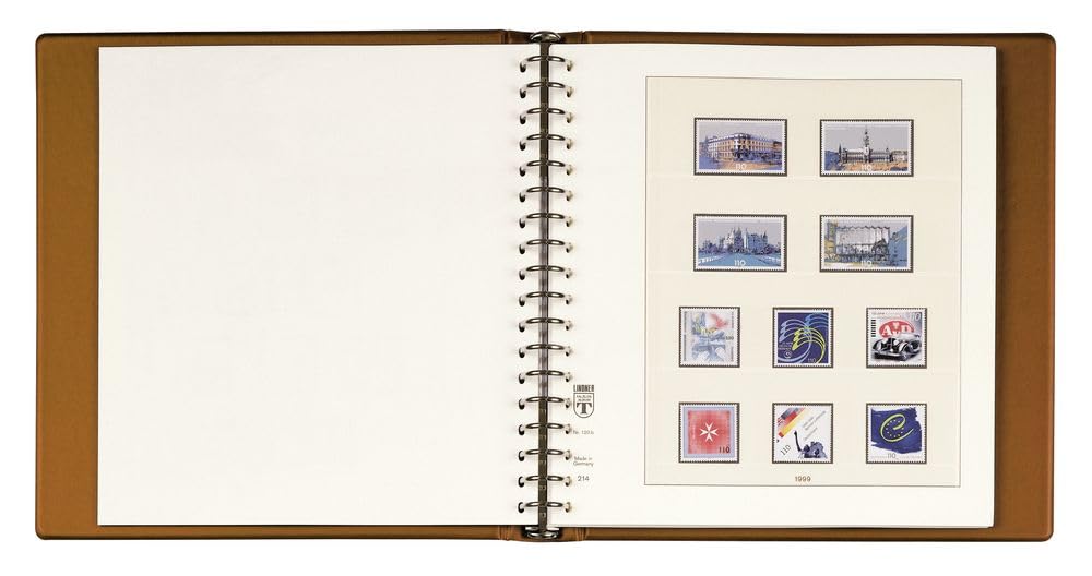 LINDNER Das Original Carpeta De Anillos De 18 Anillas Con Estuche Protector 814 – Color Rojo Vino, Acolchada Y Con Ventanilla Para Etiquetar, Capacidad Para 50 Hojas, Formato 305x317x50 Mm