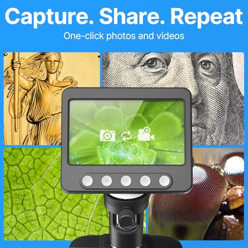 Coin Microscope, 4.3" LCD USB Digital 1000X Coin Magnifier with 8 Adjustable LED Lights, 1080P PC View Compatible with Windows/MacBook for Adults Kids - Image 6
