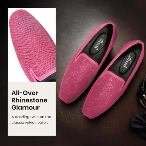 Image of Amali Men's Embellished Velvet Tuxedo Loafers, Smoking Slippers