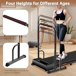 Adjustable Walking Pad Handle only, 19.7 inch Wide, 46 inch Max Height, Black/Red