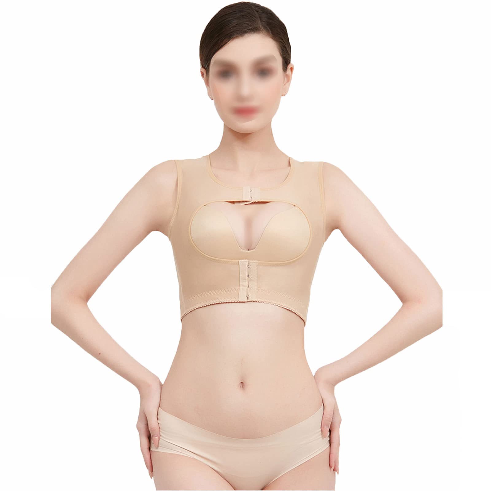 Corrector De Postura para El Pecho, Tops, Corrector De Postura Ajustable para Mujer, Cinturón De Soporte para La Parte Superior De La Espalda,Beige-M