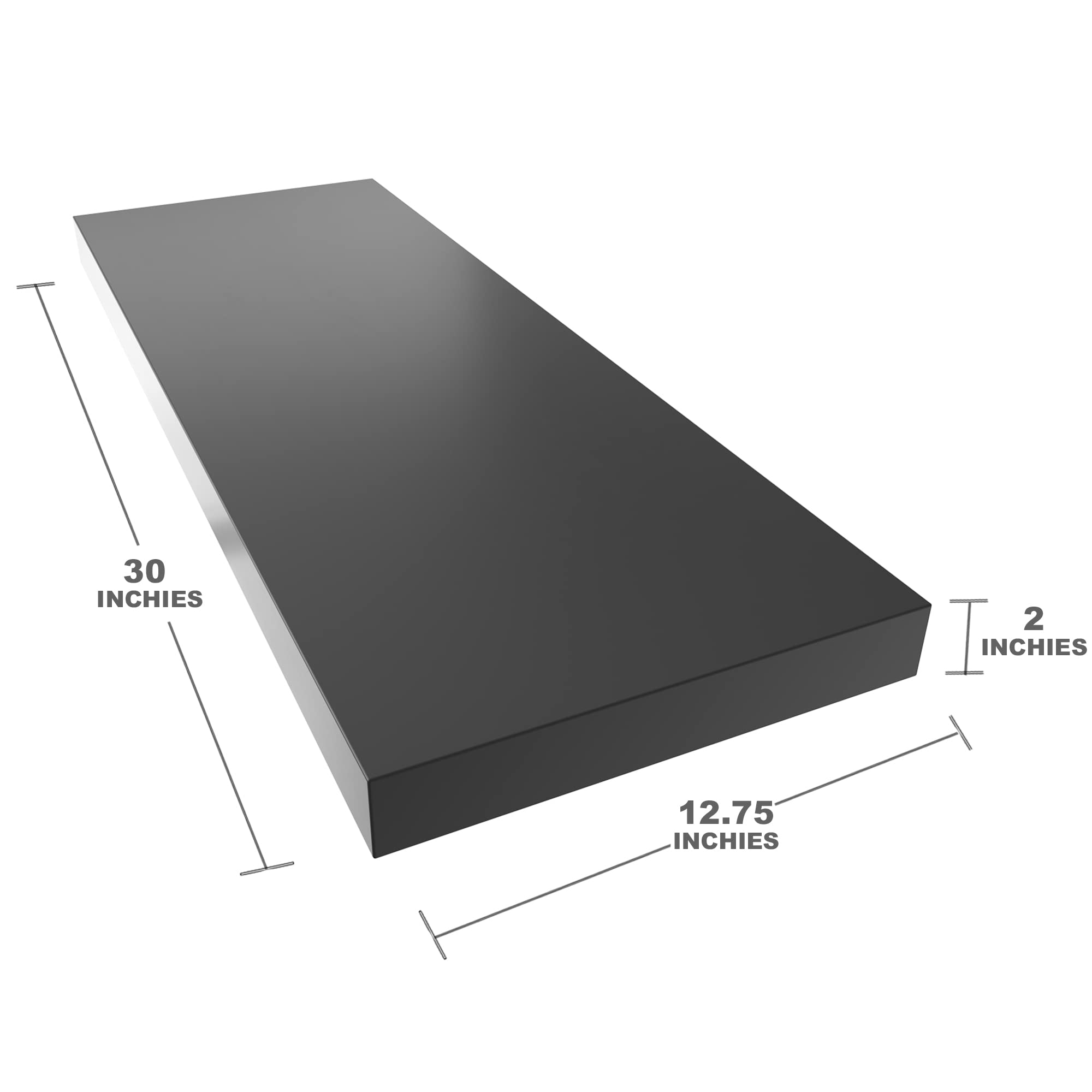 JPND Floating Shelf, Set of 3 Wall Shelf, 30 in W x 12.75 in D x 2 in H Wooden Floating Wall Shelf with Invisible Brackets for Living Room/Bedroom/Bathroom/Kitchen Storage and Decor, Black