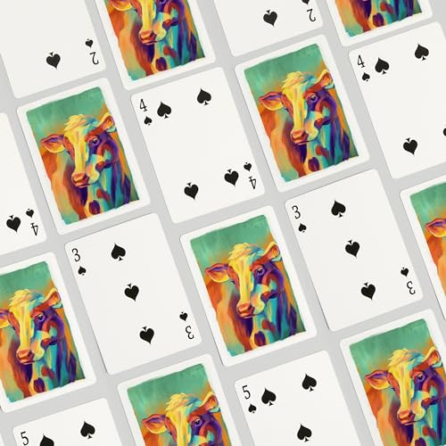 Baraja de cartas Lantern Press Cow, 52 piezas tamaño póker miniatura 4