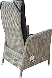 Ploß Diningsessel Catania Grau – Polyrattan Gartensessel stufenlos verstellbare Rückenlehne - 8