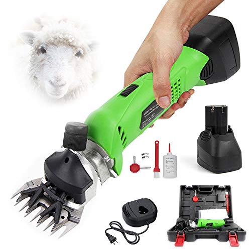 ZH-VBC Tosatrice per Pecore, Tosatore Clipper Ricaricabile Professionale per Lana Merinos Ovini Animali, 6500 mAh Batterie Ricaricabili, Cordless a Basso Rumore Capelli Rasoio,Green