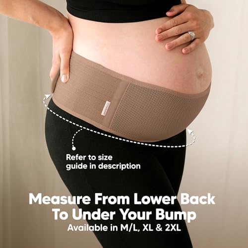 Image of KeaBabies Maternity Belly Band For Pregnancy - Soft & Breathable Pregnancy Belly Support Belt - Pelvic Support Bands (Warm Tan, M /L)