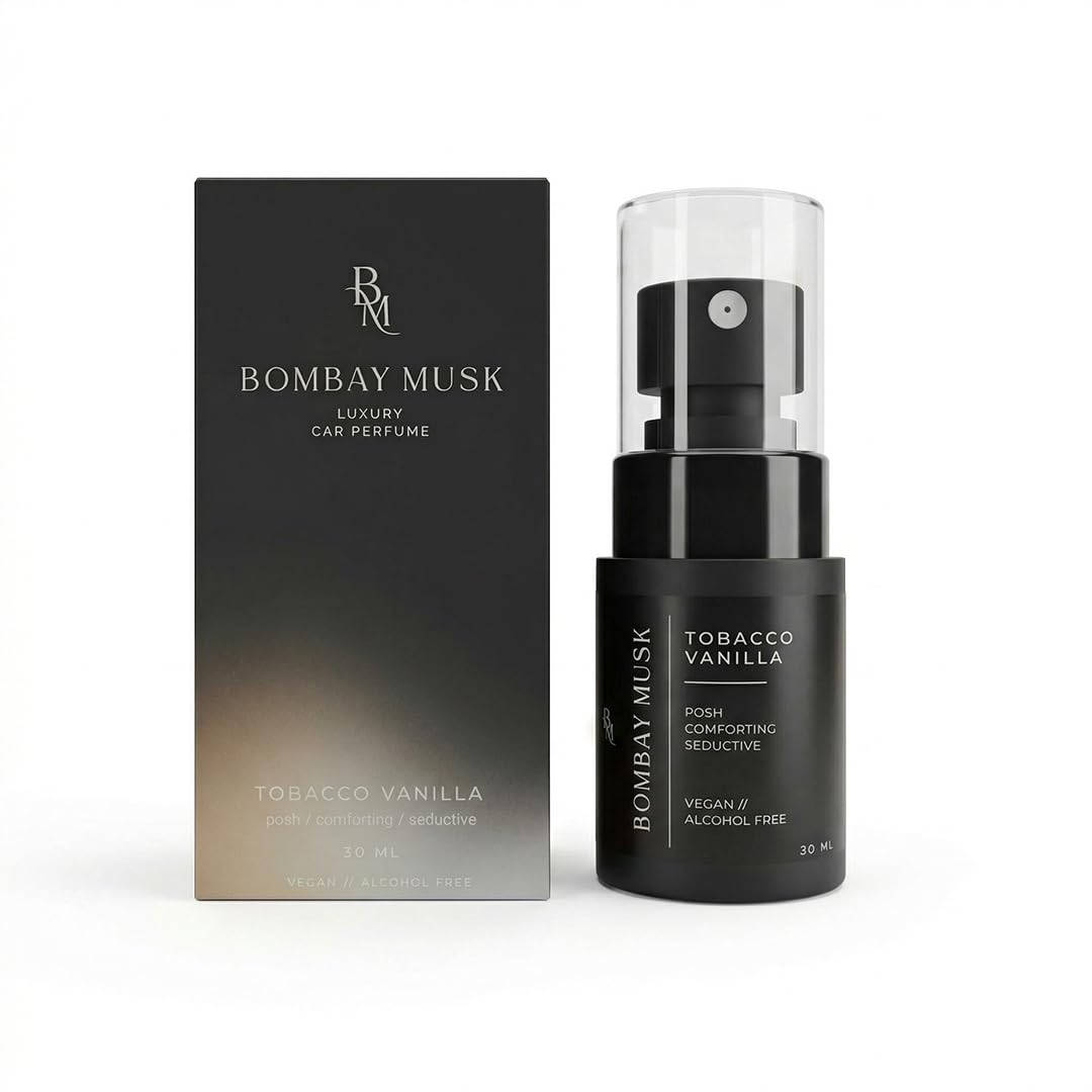 Bombay Musk Tobacco Vanilla Luxury Car Perfume | Long Lasting Car Fragrance & Car Freshener | Alcohol Free & Plant Based | 60+ Days | 200+ Sprays | Perfume for Car