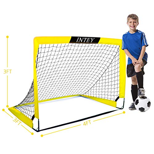 INTEY Soccer Goals, Set of 2- Size 4\'x3\' Portable Foldable Soccer Nets with Carry Bag for Games and Training for Backyard for Kids and Teens