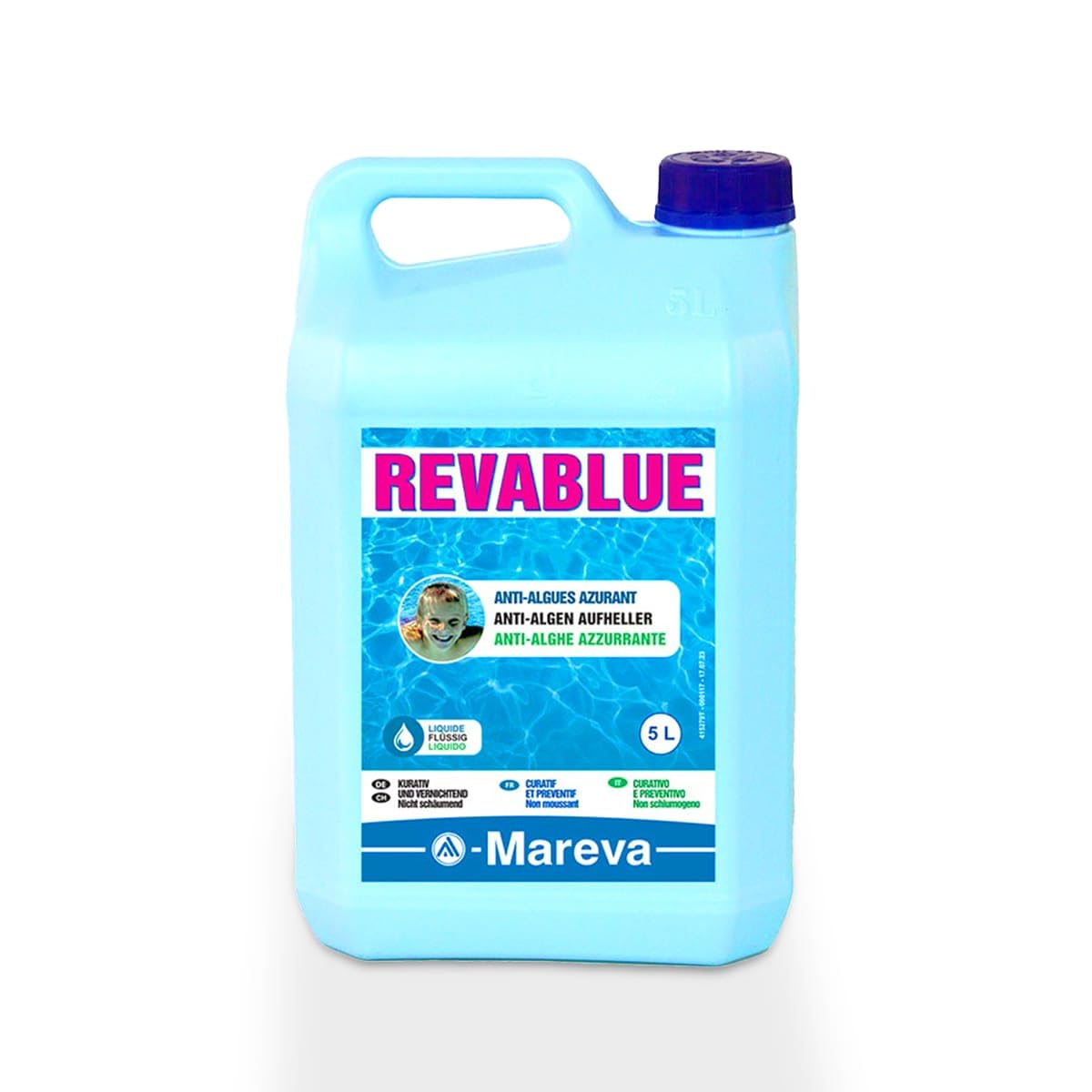 Alghicida RevaBlue Antialghe Azzurrante trattamento Pulizia Acqua Piscina 5 litri Mareva