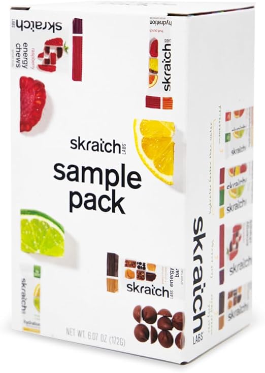 Skratch Labs Sample Pack - Hydration Drink Mix, Everyday Electrolyte Drink Mix, Energy Chews, Energy Bar - Sports Nutrition Trial Variety Pack - for Running, Cycling, Hiking and Endurance Activities