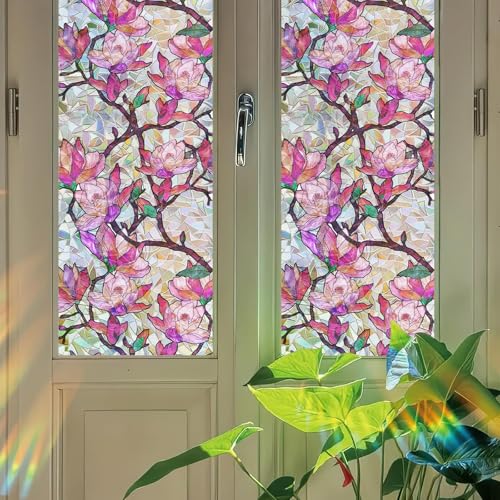 Vinilo decorativo privacidad ventana Magnolia rosa 31.5x78.7 in miniatura 5