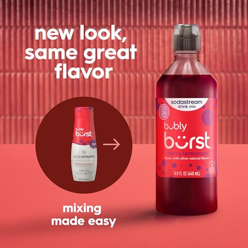 Image of SodaStream Bubly Burst Cherry Lemonade New Pour Bottles (440ml Pack of 4)