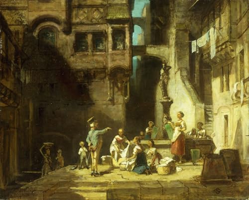 Toile vue de Ramsau Carl Spitzweg 60x90cm | Solution décoration murale pour masquer les murs vides