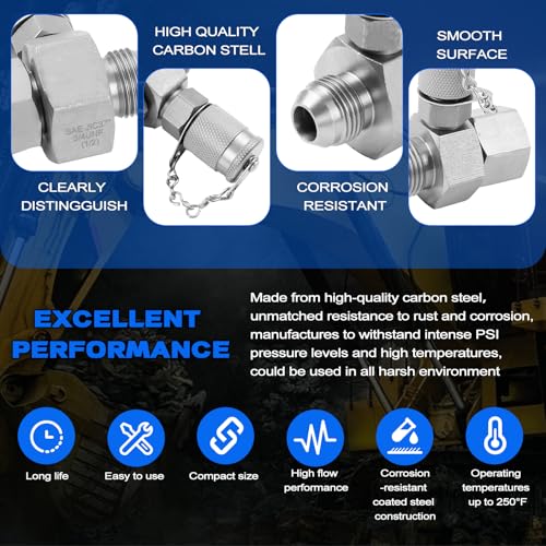 Image of Hydraulic Swivel Run Tees Set JIC37 ORFS Tester Tee Couplings ORFS Series 6-Pack & JIC37 Series 7-Pack for Excavator Construction Machinery Hydraulic System hydraulic fittings