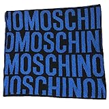  Moschino Schal Logo Lurex blau schwarz
