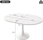 Round Extendable Dining Table, 39.4–55 inch Expandable MDF Table, Sturdy Legs, Space-Saving Design, Modern Circular Kitchen or Dining Room Table, Seats 4–6, Easy 20-Minute Assembly