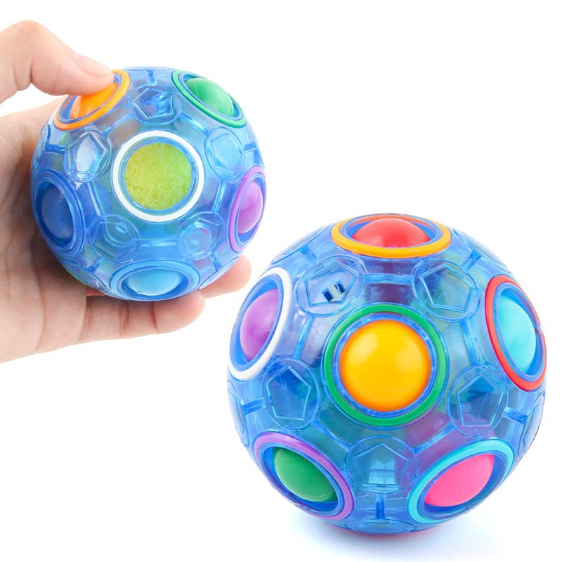 zalati Magic Rainbow Ball Puzzle Fidget Speed Cube Educational Toy Stocking Filler for All Ages Blue
