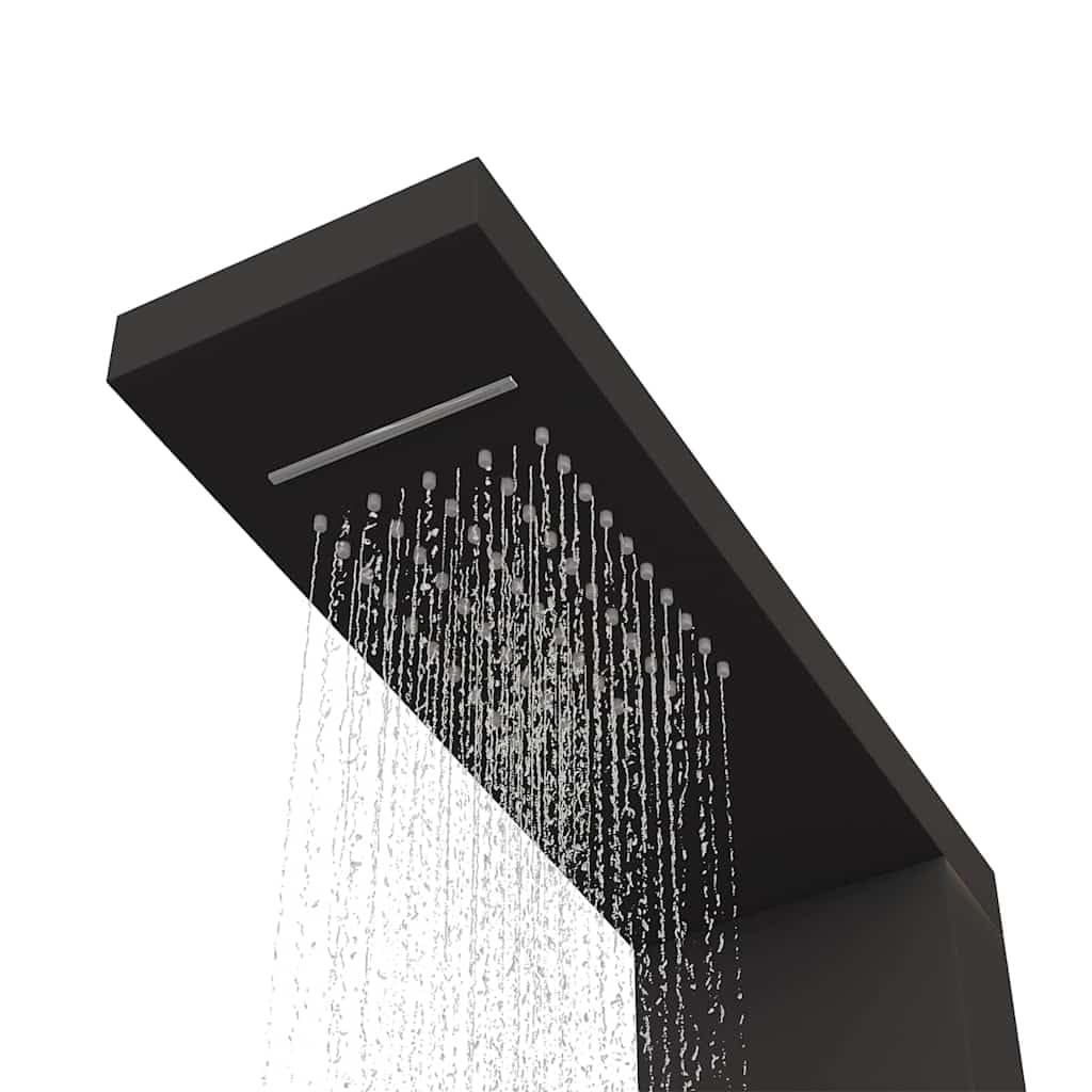Sistema di pannelli doccia in alluminio nero con soffione, doccetta, getto massaggiante e soffione doccia per doccia e vasca da bagno, 150 ugelli, 1 2 connettori, sensazione di benessere