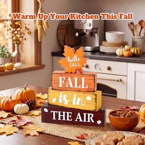 Image of 4 Pcs Fall Wooden Decor, Fall Table Decorations Gifts for Home