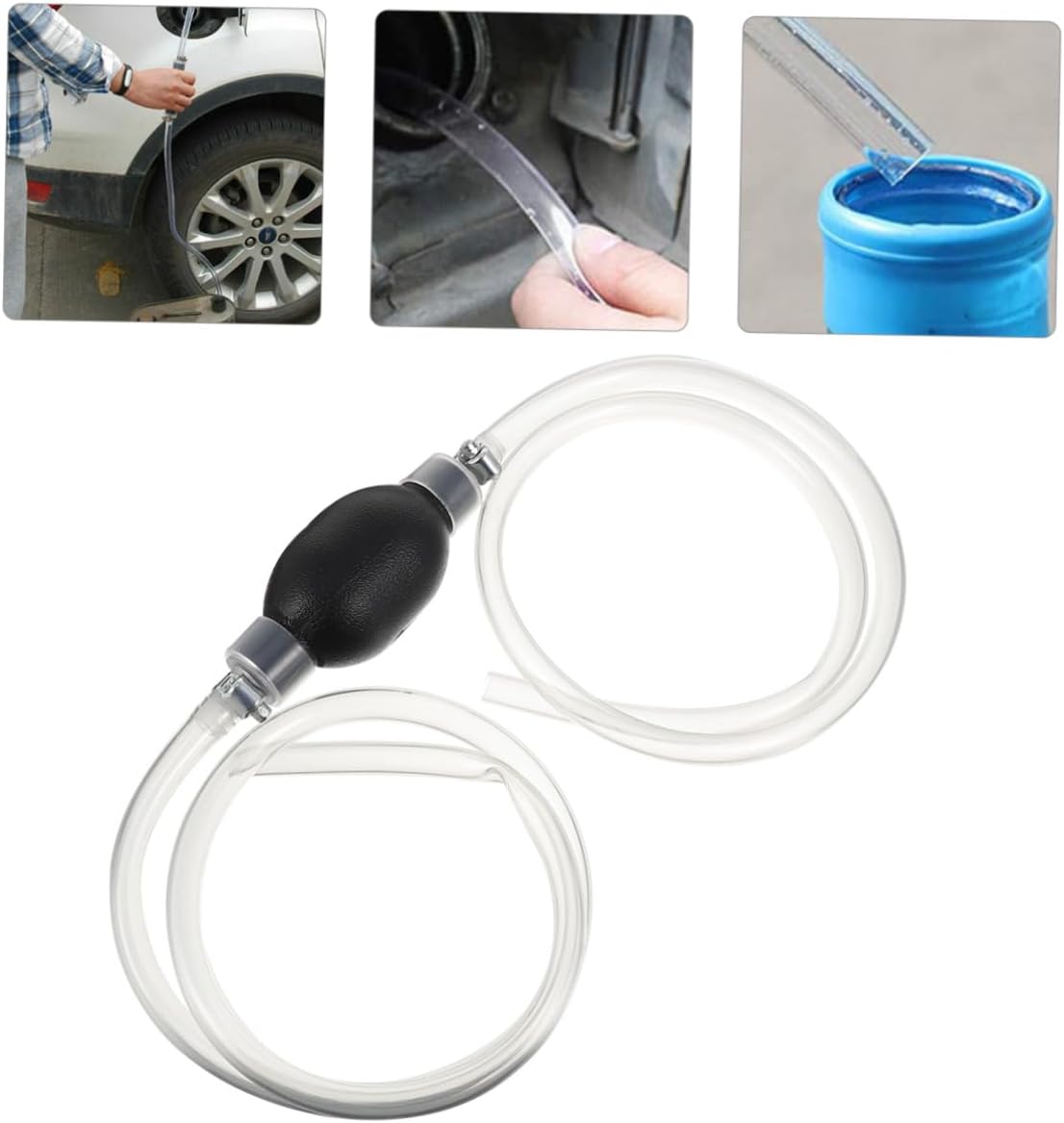 Outanaya Manual Hand Fuel Transfer Pump with Hose Corrosion-resistant Rubber Siphon Pump for Gasoline and Automotive Fuel Transfer for Garage and Shop Use