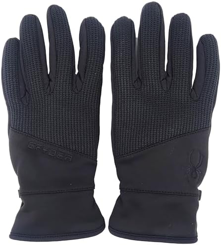 Spyder Core Conduct Gloves Touchscreen Compatible, Leather Palm Patch, 360 Degree Stretch, Sweater Knit Bonded