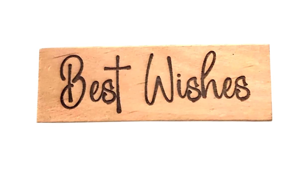 Chic Cottage Crafts Yellow Beige Wood Best Wishes Swanky Font - 7Cm Sentiments Wood Mounted Rubber Stamp