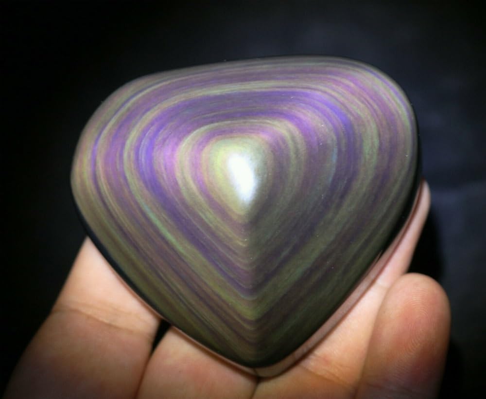Cœur d'obsidienne œil de chat en quartz véritable de 150g de qualité supérieure
