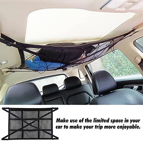 Nasharia Car Ceiling Cargo Net: Car Travel Accessories For Long Trips 31.5"X21.6" Cargo Net For Car Upgrade Double Zipper Automotive Cargo Nets For Suv Long Road Trip Camping Travel Accessories #TOP2