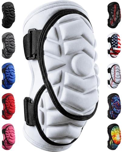 Exxact Sports Defender Plus Baseball Elbow Guard Youth & Adult, Batters Softball Elbow Guard Baseball with Adjustable Straps - (White, Youth)