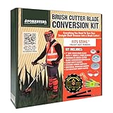 FORESTER Brush Cutter Trimmer Conversion Kit with 7” Brush Cutter Blade, Includes Safety Glasses, Earplugs, Gloves, Harness, Compatible with Most Stihl Straight Shaft Trimmers