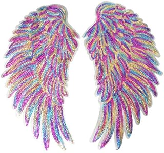 1Pair Rainbow Wings Sequin Dreamy Sew Iron on Patches Embroidered Badges for Clothes Appliques Craft Decoration