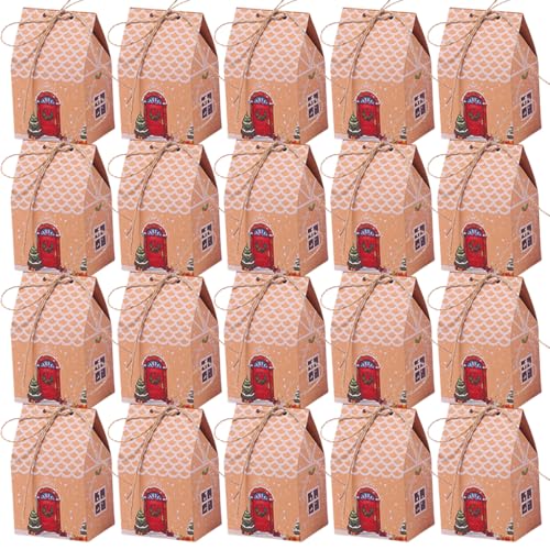 Lot de 20 Boite Cadeau Noel Kraft Calendrier De L'avent À Remplir Emballage Cadeau Noel Petite Boite Chocolat Vide Boite Cadeau Vide pour Bonbons Chocolat Biscuits Cadeaux (C)