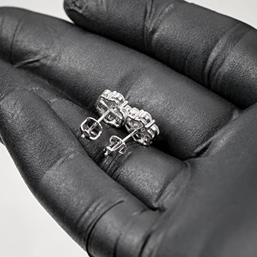 Street Knitted Flower Cluster Brilliant 925 Sterling Silver Honey Comb Set Iced Cz Circle Screw Back Stud Round Hip Hop Hypoallergenic Cubic Zirconia Earrings For Men And Women thumb #6