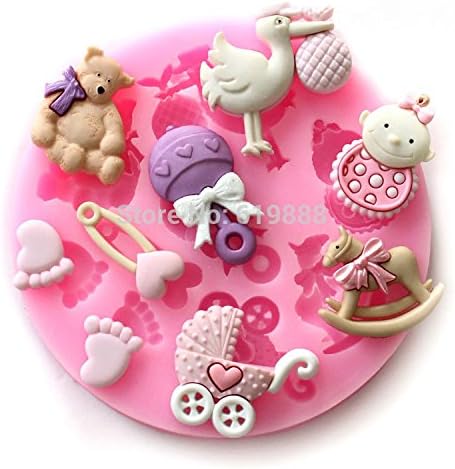 Baby & Trojans & Cubs & Feet & Pin & Stroller Shape Fondant Chocolate Molds Silicone Cake Mould Cake Tools Q042