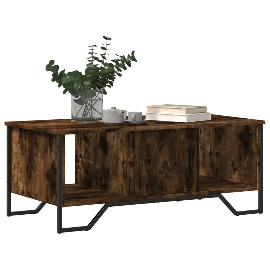 Mesa de café roble 100 x 51 x 40 cm de madera con marco resistente y mucho espacio de almacenamiento para muebles de sala de estar