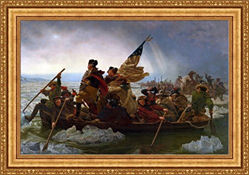 Forever Art Gallery Emanuel Leutze Washington Crossing The Delaware Framed Canvas Giclee Print - Finished Size (W) 40.1'' X (H) 28.1'' [Gold] (V05-09K-Md535-01) #TOP21