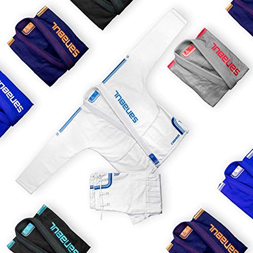 Sanabul Core Competition Brazilian Jiu Jitsu BJJ Gi (See Special Sizing Guide) (White Blue, A2)